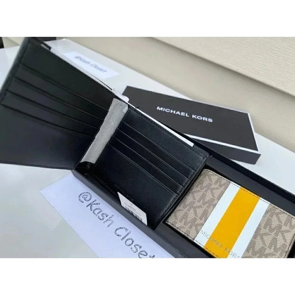 Michael kors Men Wallet Card Case Gift box set Butter - Picture 3 of 8